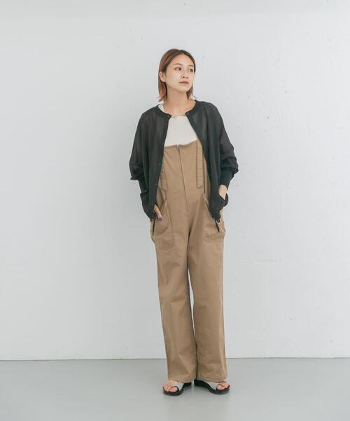 EKAL(エカル)の「製品洗いジップデザインサロペット(サロペット/オーバーオール・レディース・チャコールグレー/キャメル・ONE)」の8枚目の写真