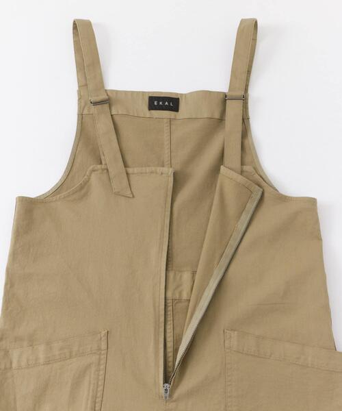 EKAL(エカル)の「製品洗いジップデザインサロペット(サロペット/オーバーオール・レディース・チャコールグレー/キャメル・ONE)」の10枚目の写真
