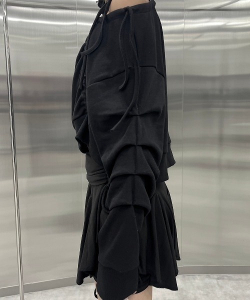 Never mind the XU / Chikashitsu+（ネバーマインド ザ エックスユー / チカシツプラス）の「【nmtc+】ribbon sweat skirt（スカート・レディース・ブラック/グレー・ONE SIZE）」の19枚目の写真