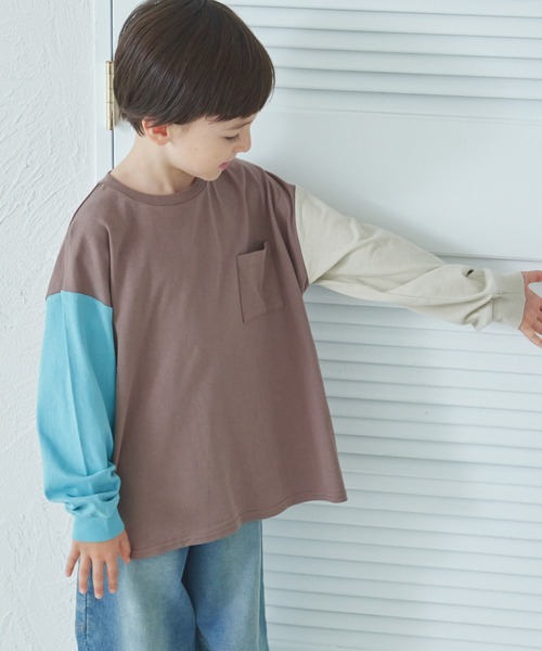 pairmanon(ペアマノン)の「胸ポケット ベーシック シンプル 長袖 Tシャツ(Tシャツ/カットソー・キッズ・ブラック系その他2/オリーブ/ブラウン系その他/ライトピンク/ブラック/ホワイト/ベージュ系その他/ブラック系その他3/ブラック系その他/ブルー/ブラウン/ベージュ/グリーン系その他/ブルー系その他・90/120/150/110/100/130/80/140)」の7枚目の写真