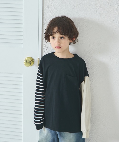 pairmanon(ペアマノン)の「胸ポケット ベーシック シンプル 長袖 Tシャツ(Tシャツ/カットソー・キッズ・ブラック系その他2/オリーブ/ブラウン系その他/ライトピンク/ブラック/ホワイト/ベージュ系その他/ブラック系その他3/ブラック系その他/ブルー/ブラウン/ベージュ/グリーン系その他/ブルー系その他・90/120/150/110/100/130/80/140)」の5枚目の写真