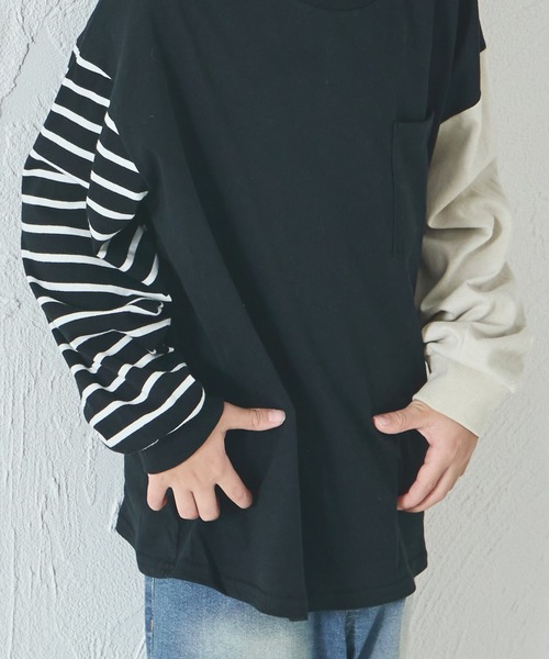 pairmanon(ペアマノン)の「胸ポケット ベーシック シンプル 長袖 Tシャツ(Tシャツ/カットソー・キッズ・ブラック系その他2/オリーブ/ブラウン系その他/ライトピンク/ブラック/ホワイト/ベージュ系その他/ブラック系その他3/ブラック系その他/ブルー/ブラウン/ベージュ/グリーン系その他/ブルー系その他・90/120/150/110/100/130/80/140)」の16枚目の写真