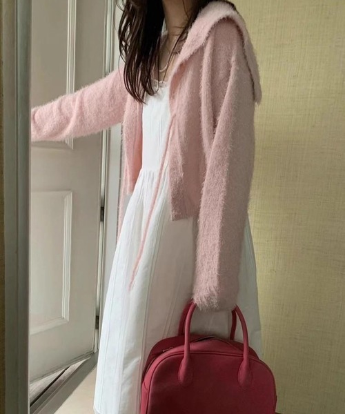 セール】セーラーカラーシャギーニットカーディガン（カーディガン