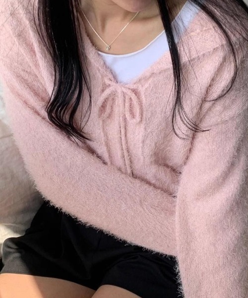 セール】セーラーカラーシャギーニットカーディガン（カーディガン