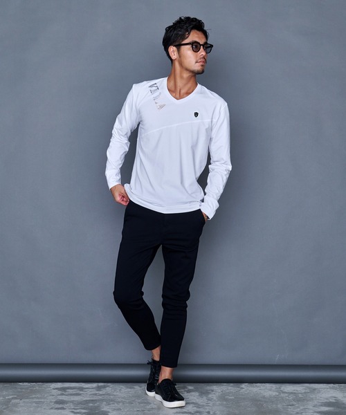 『VIOLA rumore/ヴィオラ ルモーレ』P.T入り切替Vネック長袖Tシャツ ロンT（Tシャツ/カットソー）｜SILVER BULLET（シルバーバレット）