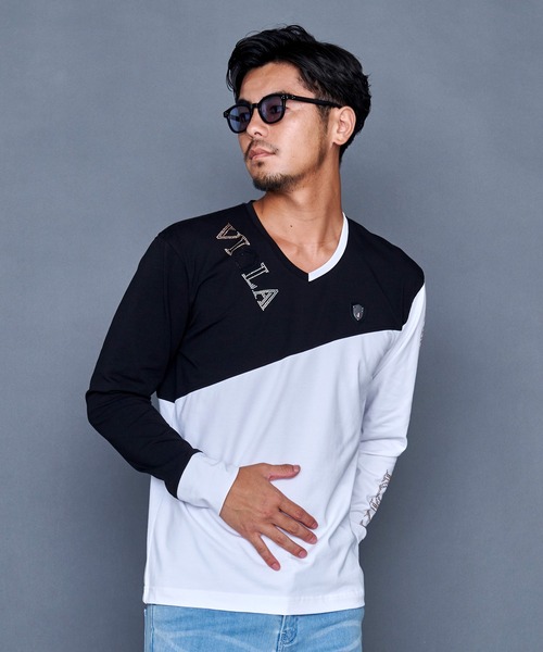 『VIOLA rumore/ヴィオラ ルモーレ』P.T入り切替Vネック長袖Tシャツ ロンT（Tシャツ/カットソー）｜SILVER BULLET（シルバーバレット）