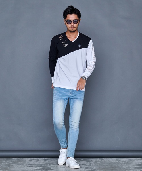 『VIOLA rumore/ヴィオラ ルモーレ』P.T入り切替Vネック長袖Tシャツ ロンT（Tシャツ/カットソー）｜SILVER BULLET（シルバーバレット）