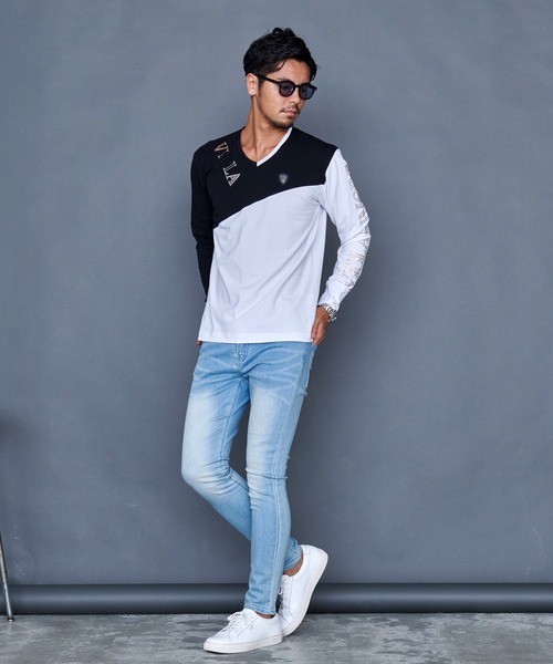 『VIOLA rumore/ヴィオラ ルモーレ』P.T入り切替Vネック長袖Tシャツ ロンT（Tシャツ/カットソー）｜SILVER BULLET（シルバーバレット）