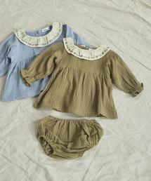 【ベビー】フリル衿 刺繍 セットアップ