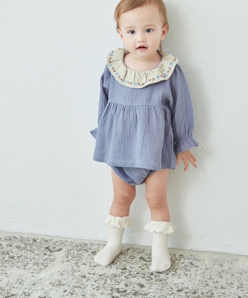 pairmanon（ペアマノン）の「【ベビー】フリル衿 刺繍 セットアップ（その他ベビーウェア・キッズ・カーキ/ラベンダー/ブルー・80/70）」の11枚目の写真