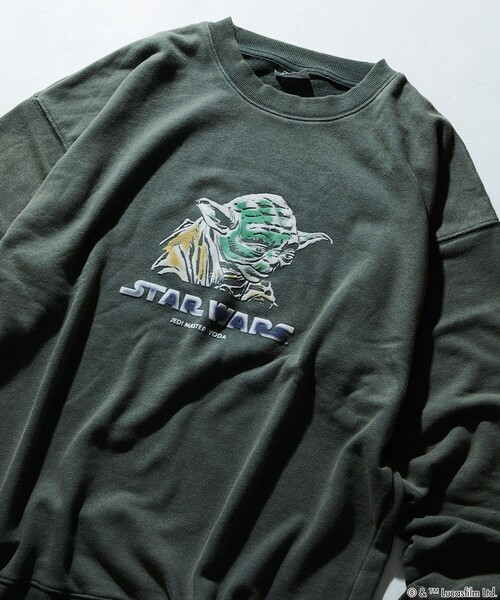 【セール】FREAK’S STORE/フリークスストア STARWARS/スターウォーズ ヨーダ フロッキープリント クルーネック スウェット/リラックスフィット（スウェット）｜FREAK'S STORE（フリークスストア）