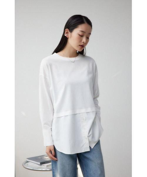 AZUL by moussy（アズールバイマウジー）の「アソートデザインレイヤードトップス（Tシャツ/カットソー・レディース・オフホワイト/ホワイト系その他2/ブラック/ブラック系その他2・SMALL/MEDIUM）」の8枚目の写真