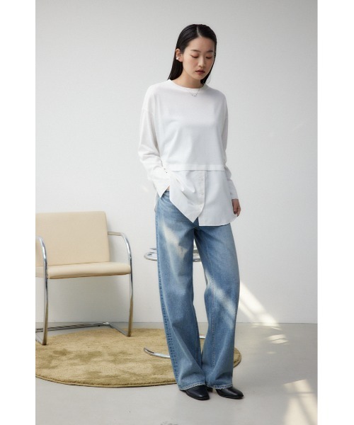 AZUL by moussy（アズールバイマウジー）の「アソートデザインレイヤードトップス（Tシャツ/カットソー・レディース・オフホワイト/ホワイト系その他2/ブラック/ブラック系その他2・SMALL/MEDIUM）」の7枚目の写真