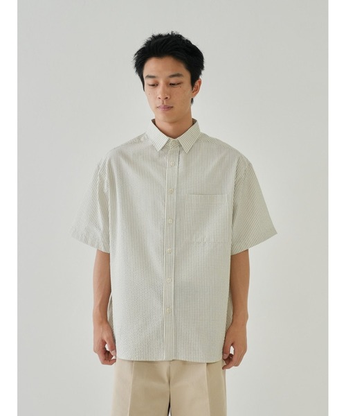 Bargiee(バージー)の「ストライプ 半袖シャツ ユニセックス(シャツ/ブラウス・メンズ・ベージュ/グレー/ネイビー・FREE)」の15枚目の写真