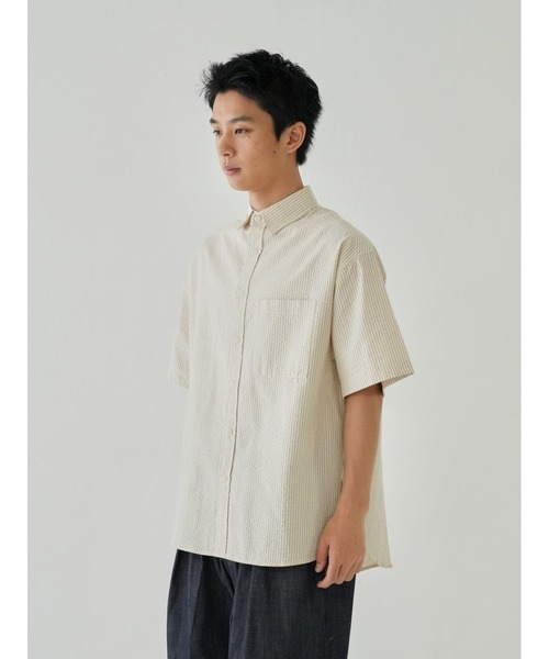 Bargiee(バージー)の「ストライプ 半袖シャツ ユニセックス(シャツ/ブラウス・メンズ・ベージュ/グレー/ネイビー・FREE)」の21枚目の写真