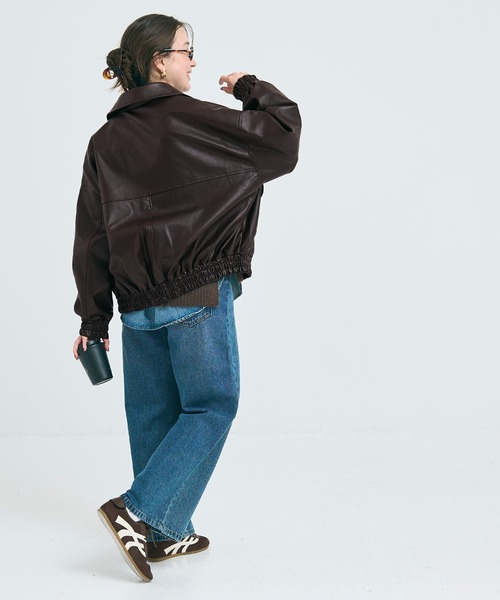 フェイクレザー オーバーサイズジャケット（ブルゾン）｜coca（coca