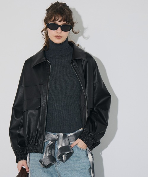 フェイクレザー オーバーサイズジャケット（ブルゾン）｜coca（coca