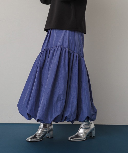 SENSE OF PLACE by URBAN RESEARCH（センスオブプレイスバイアーバンリサーチ）の「バルーンティアードスカート（スカート・レディース・アイボリー/ブラック/パープル・SMALL/MEDIUM）」の5枚目の写真