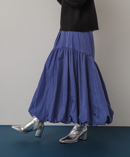 SENSE OF PLACE by URBAN RESEARCH（センスオブプレイスバイアーバンリサーチ）の「バルーンティアードスカート（スカート・レディース・アイボリー/ブラック/パープル・SMALL/MEDIUM）」の6枚目の写真