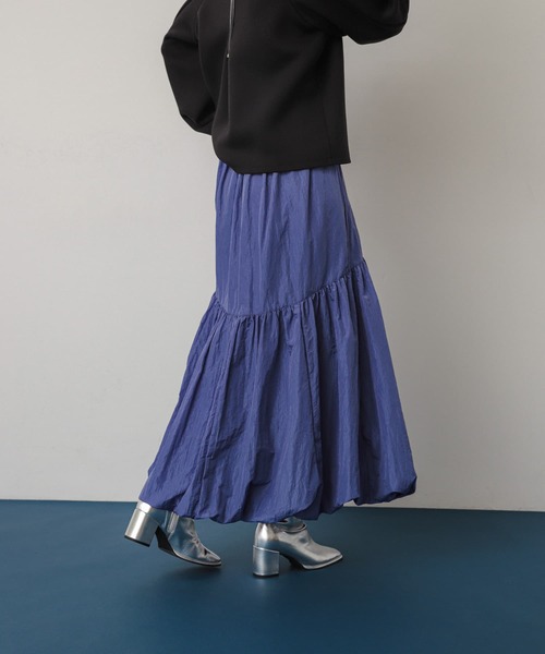 SENSE OF PLACE by URBAN RESEARCH（センスオブプレイスバイアーバンリサーチ）の「バルーンティアードスカート（スカート・レディース・アイボリー/ブラック/パープル・SMALL/MEDIUM）」の9枚目の写真