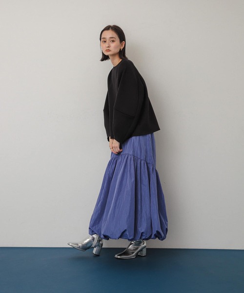 SENSE OF PLACE by URBAN RESEARCH（センスオブプレイスバイアーバンリサーチ）の「バルーンティアードスカート（スカート・レディース・アイボリー/ブラック/パープル・SMALL/MEDIUM）」の10枚目の写真