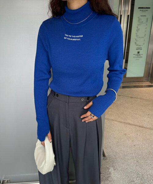 mline（エムライン）の「[mline]ロゴ刺繍タートルニット（ニット/セーター・レディース・ピンク/レッド/ブラック/ブルー/オフホワイト・FREE）」の18枚目の写真