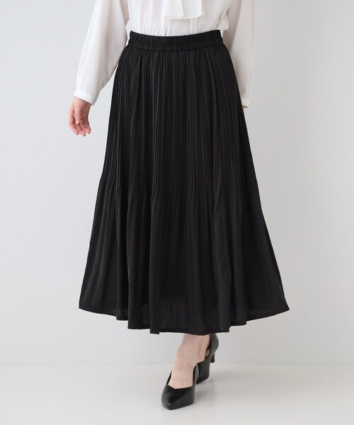 最終セール！MARK & LONA プリーツスカート ブラック セール】【セレモニーにも】ひらりと揺れる上品シルエット サテン