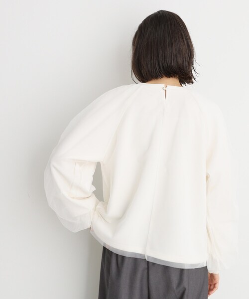 THE SHOP TK （ザ ショップ ティーケー ）の「◆チュールレイヤードプルオーバー【洗える】（Tシャツ/カットソー・レディース・ブラック/オフホワイト/チャコールグレー・12/13）」の6枚目の写真