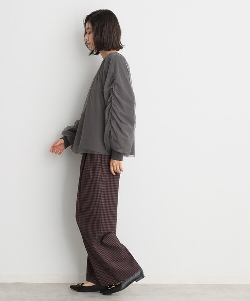 THE SHOP TK （ザ ショップ ティーケー ）の「◆チュールレイヤードプルオーバー【洗える】（Tシャツ/カットソー・レディース・ブラック/オフホワイト/チャコールグレー・12/13）」の13枚目の写真