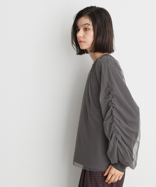 THE SHOP TK （ザ ショップ ティーケー ）の「◆チュールレイヤードプルオーバー【洗える】（Tシャツ/カットソー・レディース・ブラック/オフホワイト/チャコールグレー・12/13）」の14枚目の写真