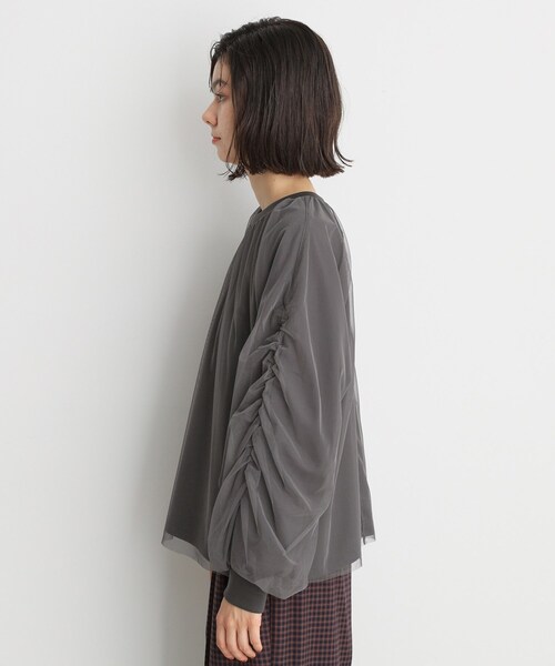 THE SHOP TK （ザ ショップ ティーケー ）の「◆チュールレイヤードプルオーバー【洗える】（Tシャツ/カットソー・レディース・ブラック/オフホワイト/チャコールグレー・12/13）」の17枚目の写真