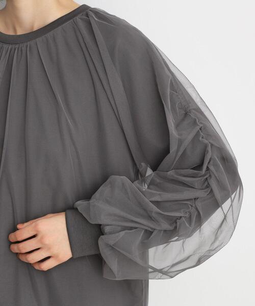 THE SHOP TK （ザ ショップ ティーケー ）の「◆チュールレイヤードプルオーバー【洗える】（Tシャツ/カットソー・レディース・ブラック/オフホワイト/チャコールグレー・12/13）」の21枚目の写真