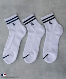 MLB | 【3足組】ワンポイントロゴラインソックス(クォーター丈)(ソックス/靴下)