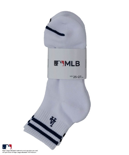 MLB(メジャーリーグベースボール)の「【3足組】ワンポイントロゴラインソックス(クォーター丈)(ソックス/靴下・メンズ・ホワイト/ブラック・25-27CM)」の12枚目の写真