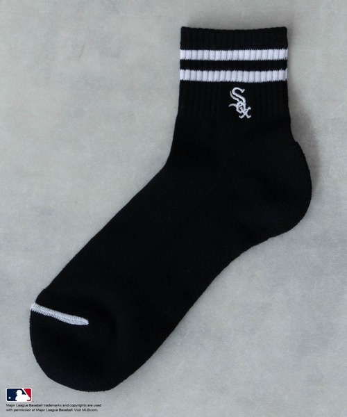 MLB(メジャーリーグベースボール)の「【3足組】ワンポイントロゴラインソックス(クォーター丈)(ソックス/靴下・メンズ・ホワイト/ブラック・25-27CM)」の11枚目の写真