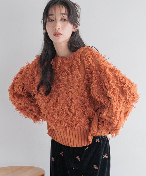 LOWRYS FARM（ローリーズファーム）の「フリンジ2WAYカーディガン 247911（カーディガン/ボレロ・レディース・ブラック/オレンジ/アイボリー/グレー・FREE）」の9枚目の写真