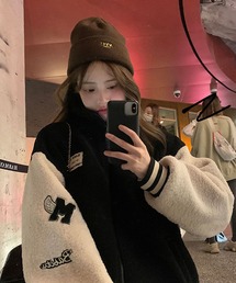 SHEPP（シープ）の「ワッペンボアスタンドジャケット（ブルゾン）」