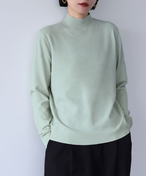 LOWO(ロワ)の「ハイネック カラーニット プルオーバー モックネック(ニット/セーター・レディース・サンドベージュ/ベージュ/グリーン系その他/ミント/ネイビー/ライトグリーン/ライトグレー/ブラウン/グリーン/ピンク/レッド/ボルドー/オフホワイト/チャコールグレー/ブルー/オレンジ系その他/ブラック/アイボリー・FREE)」の10枚目の写真
