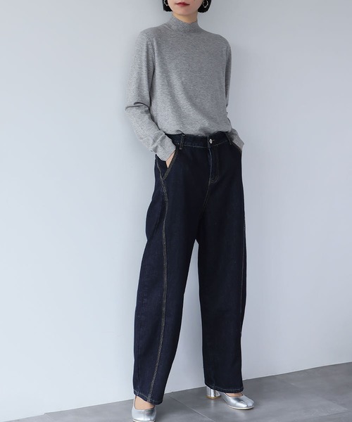 LOWO(ロワ)の「ハイネック カラーニット プルオーバー モックネック(ニット/セーター・レディース・サンドベージュ/ベージュ/グリーン系その他/ミント/ネイビー/ライトグリーン/ライトグレー/ブラウン/グリーン/ピンク/レッド/ボルドー/オフホワイト/チャコールグレー/ブルー/オレンジ系その他/ブラック/アイボリー・FREE)」の22枚目の写真