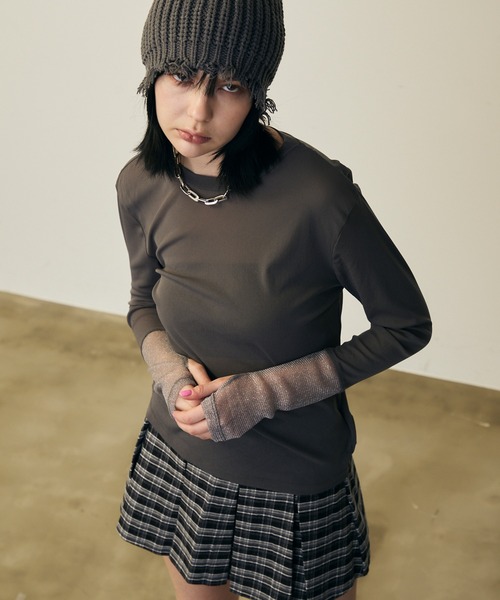 uyuウユ パワーメッシュシアーラメ混カットソー【ウユ/uyu.】（Tシャツ