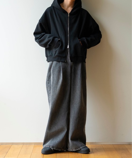 セール】Two tuck wide flare denim / 2タックワイドフレア