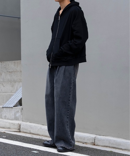 セール】Two tuck wide flare denim / 2タックワイドフレア
