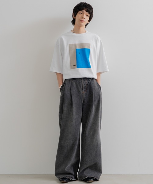 セール】Two tuck wide flare denim / 2タックワイドフレア