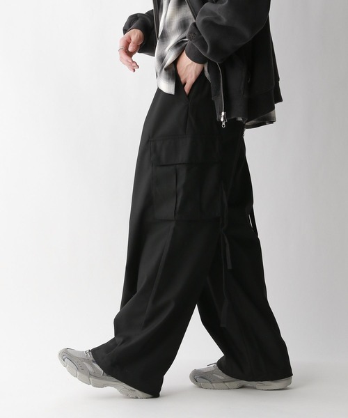 RAGEBLUE（レイジブルー）の「TRストレッチ/バギーカーゴパンツ/ピンストライプワイドパンツ（スラックス・メンズ・ネイビー/ブラック/ブラック系その他・SMALL/MEDIUM/LARGE）」の6枚目の写真