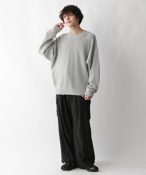 RAGEBLUE（レイジブルー）の「TRストレッチ/バギーカーゴパンツ/ピンストライプワイドパンツ（スラックス・メンズ・ネイビー/ブラック/ブラック系その他・SMALL/MEDIUM/LARGE）」の8枚目の写真