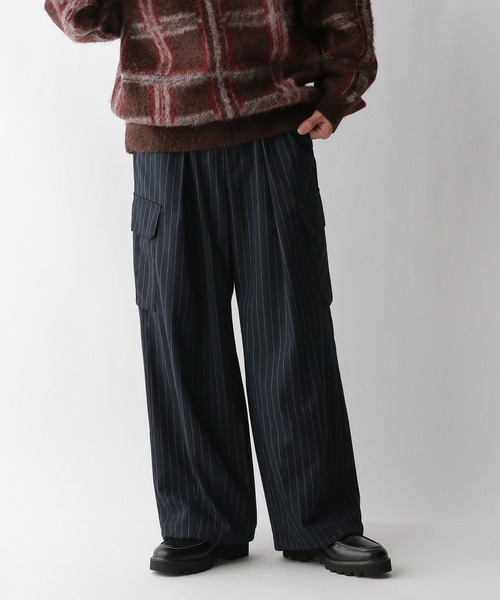 RAGEBLUE（レイジブルー）の「TRストレッチ/バギーカーゴパンツ/ピンストライプワイドパンツ（スラックス・メンズ・ネイビー/ブラック/ブラック系その他・SMALL/MEDIUM/LARGE）」の14枚目の写真