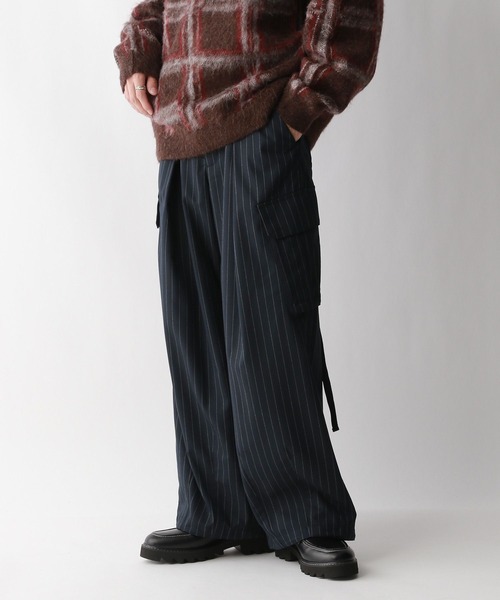RAGEBLUE（レイジブルー）の「TRストレッチ/バギーカーゴパンツ/ピンストライプワイドパンツ（スラックス・メンズ・ネイビー/ブラック/ブラック系その他・SMALL/MEDIUM/LARGE）」の15枚目の写真