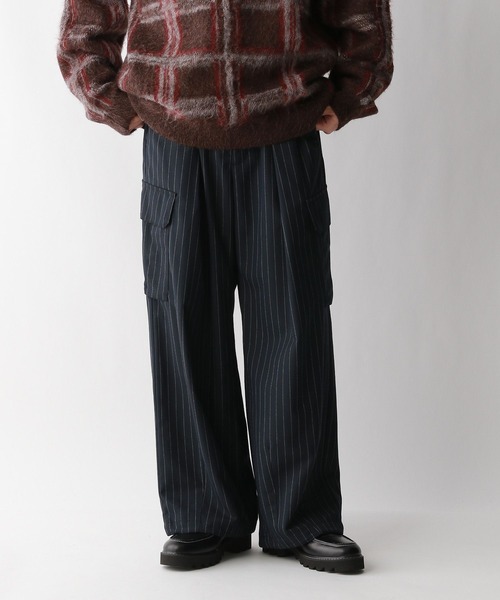 RAGEBLUE（レイジブルー）の「TRストレッチ/バギーカーゴパンツ/ピンストライプワイドパンツ（スラックス・メンズ・ネイビー/ブラック/ブラック系その他・SMALL/MEDIUM/LARGE）」の16枚目の写真
