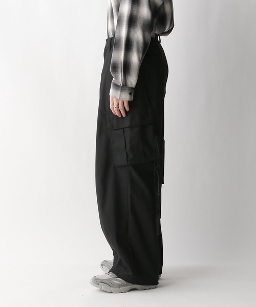 RAGEBLUE（レイジブルー）の「TRストレッチ/バギーカーゴパンツ/ピンストライプワイドパンツ（スラックス・メンズ・ネイビー/ブラック/ブラック系その他・SMALL/MEDIUM/LARGE）」の17枚目の写真