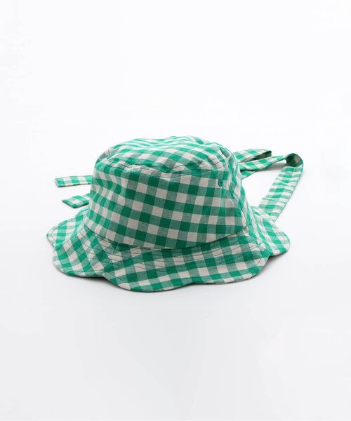 p.premier（ピードットプルミエ）の「２WAYリボン付きお花みたいなギンガムチェックハット（ハット・キッズ・グリーン/ブラック/レッド・50/52/54/56）」の5枚目の写真